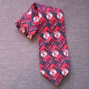 MLB | Boston Red Sox Neck Tie 100% Silk Long Neck Tie Red & Navy Blue BASEBALL
